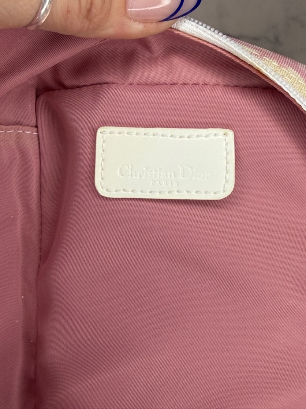 Dior Vintage Pink Trotter Wristlet Pouch Monogram Canvas Zip Bag Y2K - Picture 7 of 8